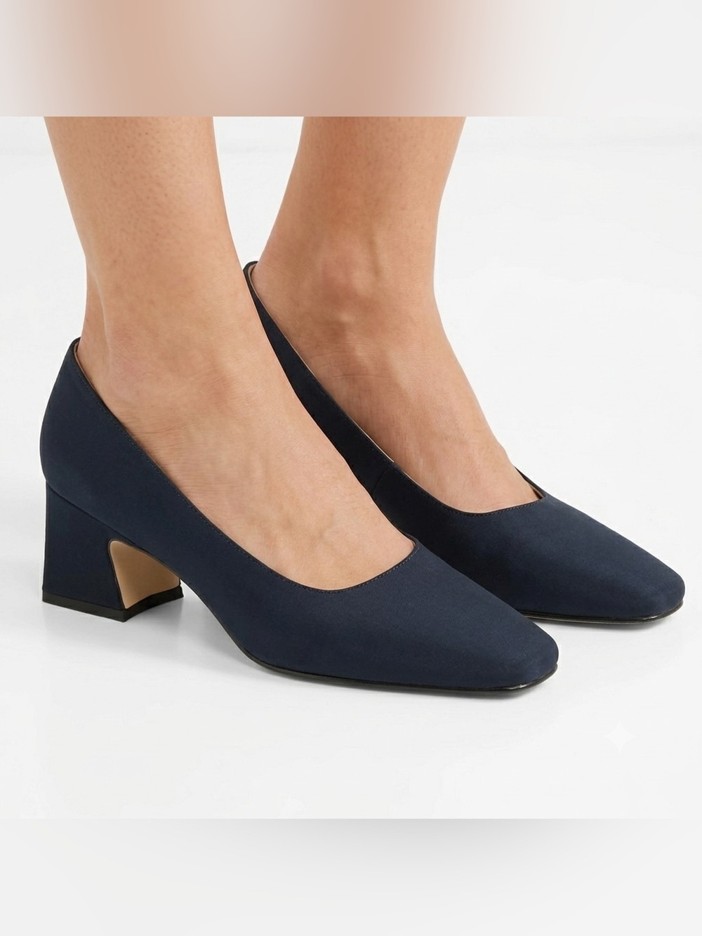 Classic Navy Block Heel Pumps - Elegant Women's Court Shoes